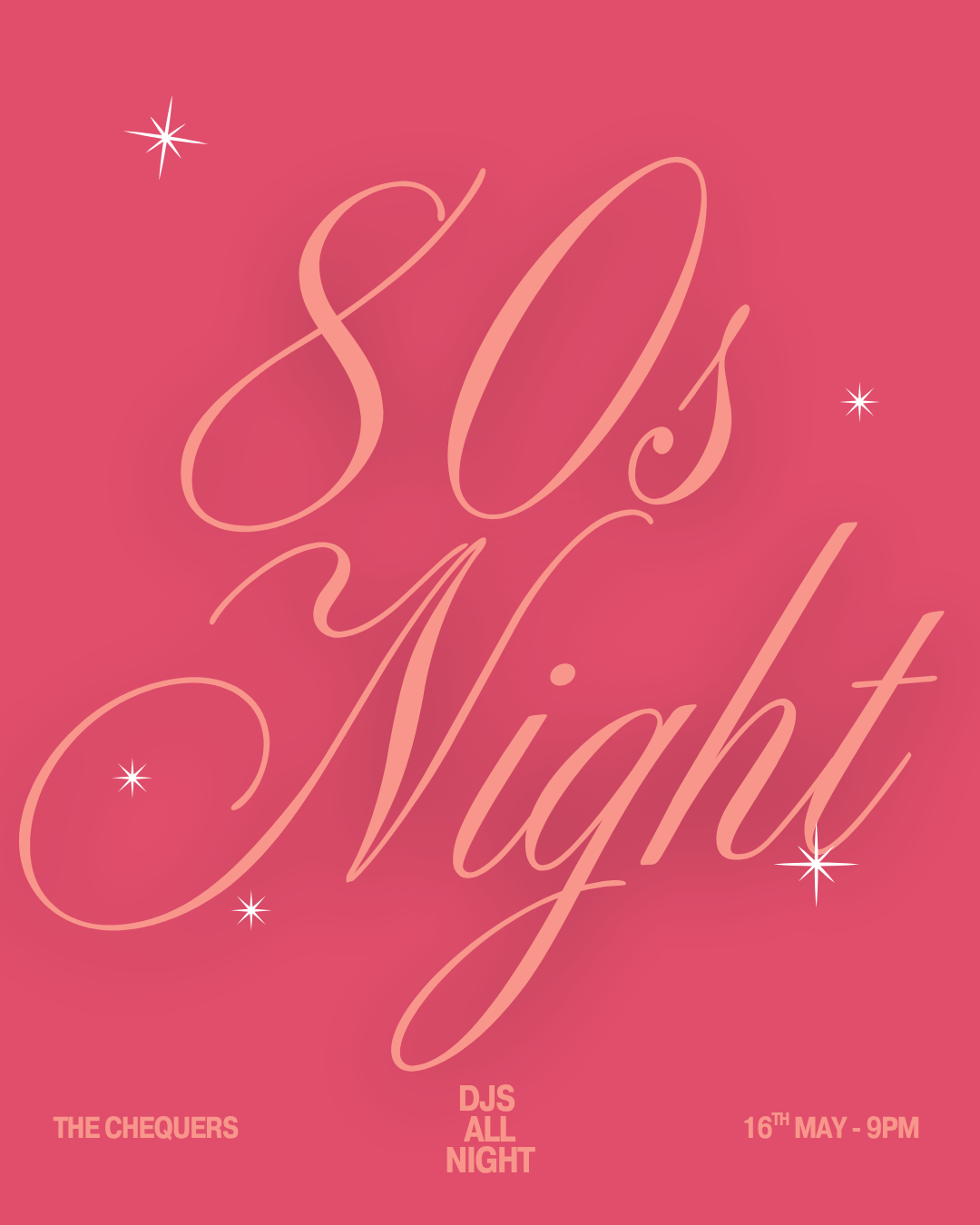 Poster for the Chequers 80s Night